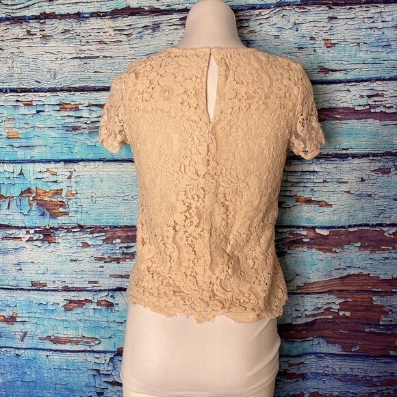 Lulu's Turn Back Time blush pink lace tiered top small - Picture 6 of 9
